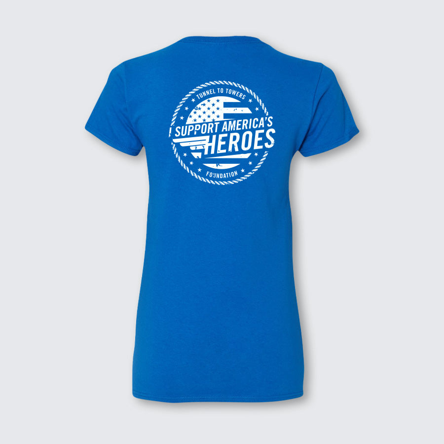 T2T HEROES TEE – Women’s V-Neck (Blue)