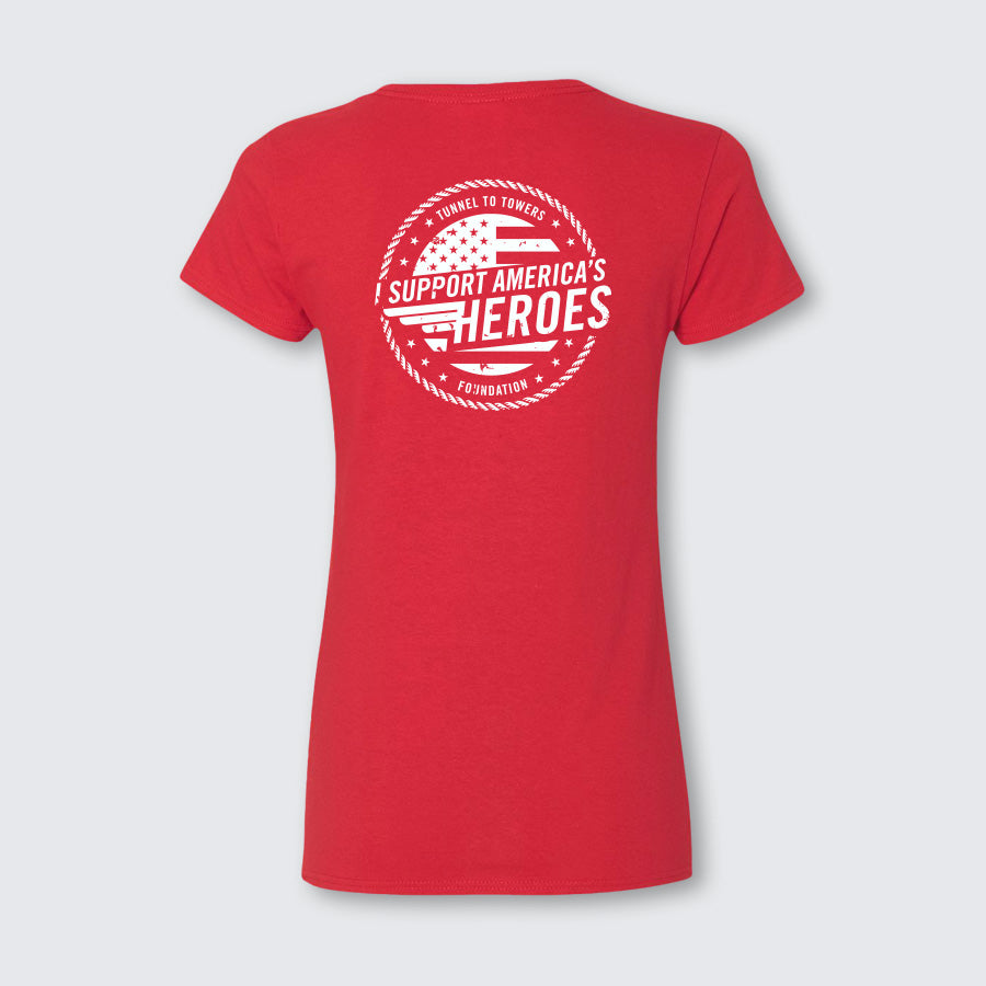 T2T HEROES TEE – Women’s V-Neck (Red)