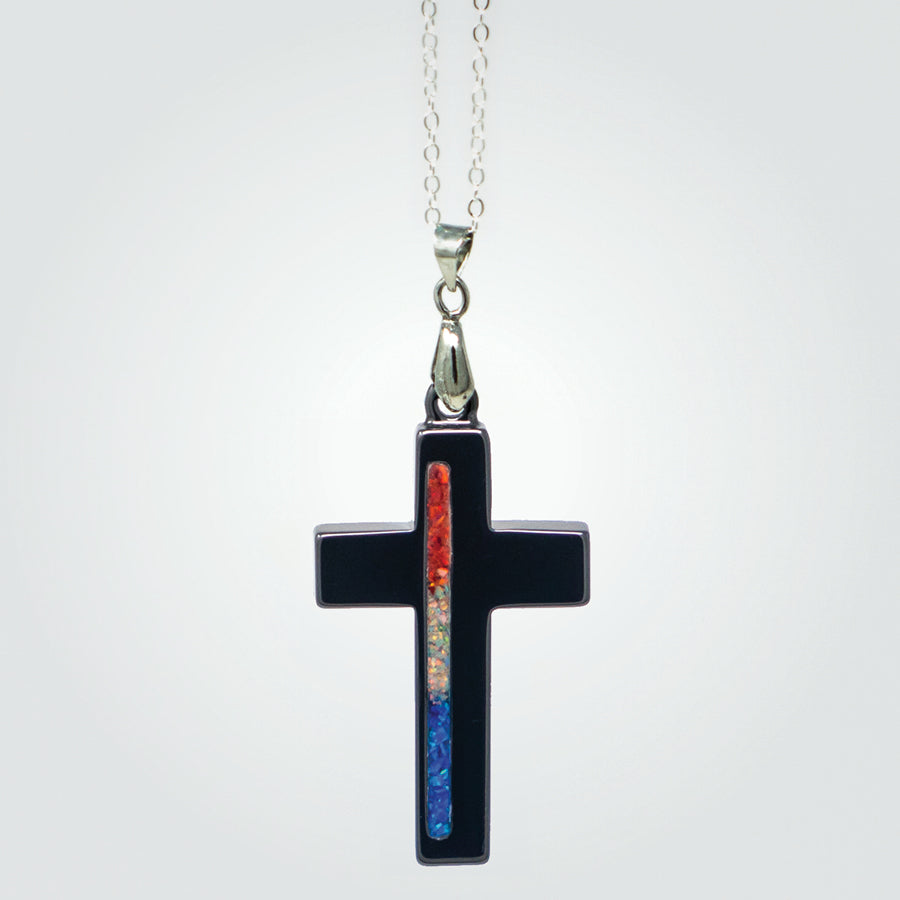 T2T Patriot Cross Necklace – (Black Ceramic R/W/B)